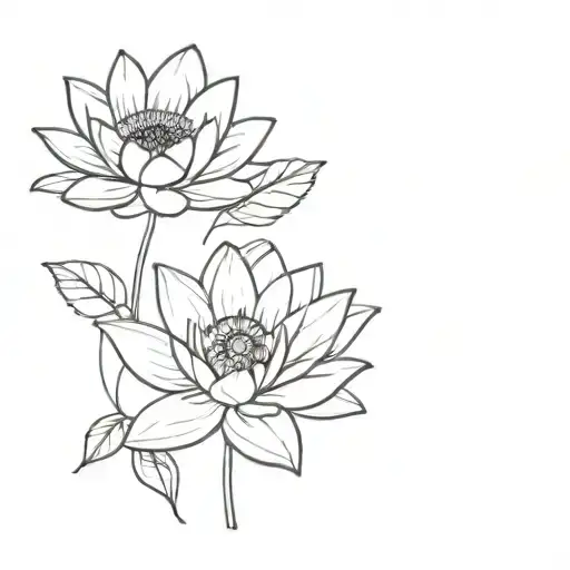 Water Lilly And Sunflower Blooming
