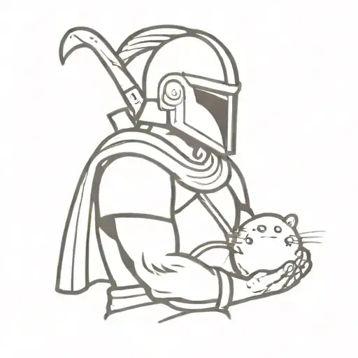 Spartan Soldier Holding Hands With Hamster