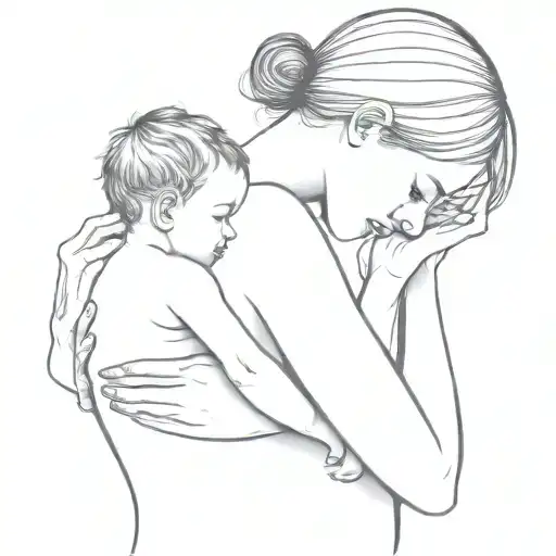 Woman Holding Her Baby In Her Arms Representing Maternal Love