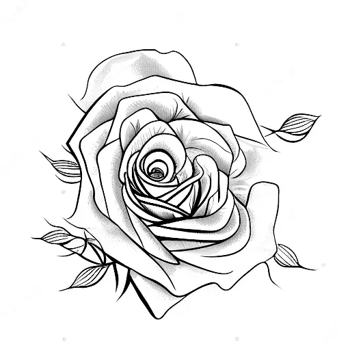 Red Rose Blooming From A Blueprint Of Jzl Initials