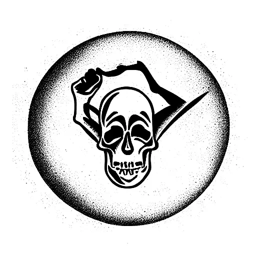 A Skull Hand Holding A Hell Ticket