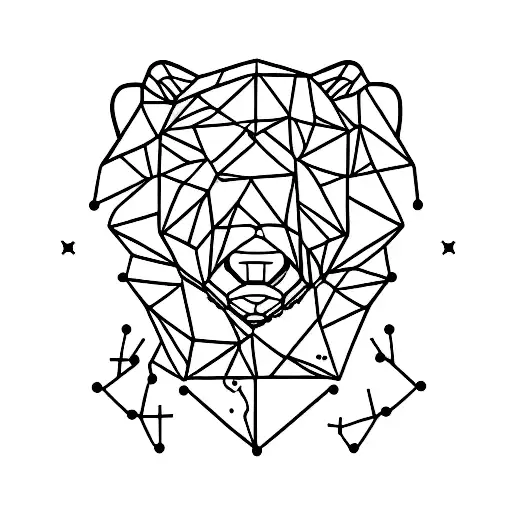 Bear Silhouette With The North Star And Big Dipper Inside