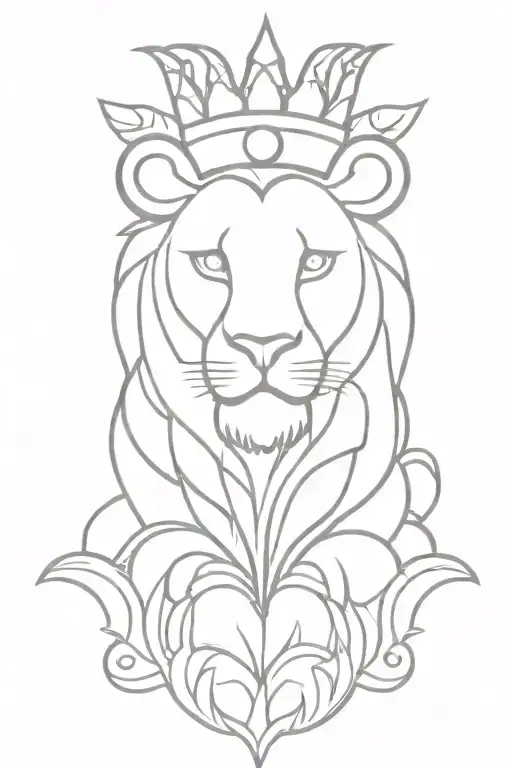 Crowned Lion In Mandala Design Incorporating