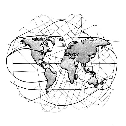 A Detailed World Map With Musical Instruments Scattered Across Different Continents