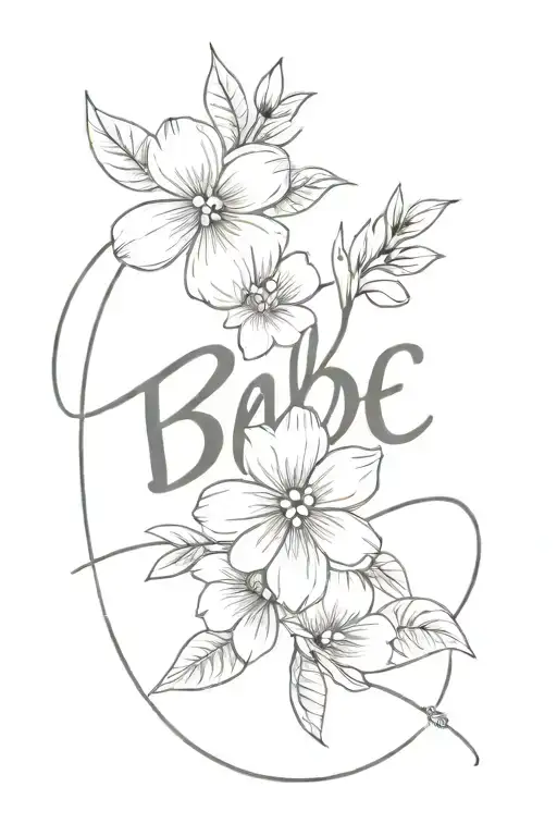 The Word 'Babe' With Simple Flowers