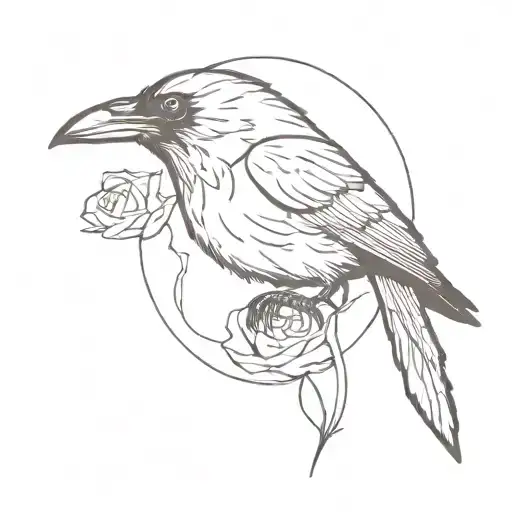 Raven With A Rose In Its Beak