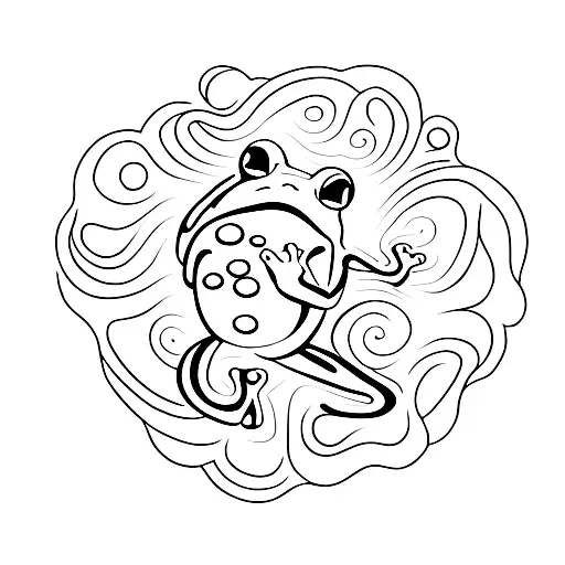 A Frog Leaping Off A Lily Pad Surrounded By Swirling Water