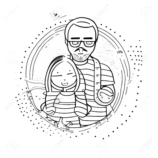 A Minimalist Portrait Of A Father And Daughter Embracing