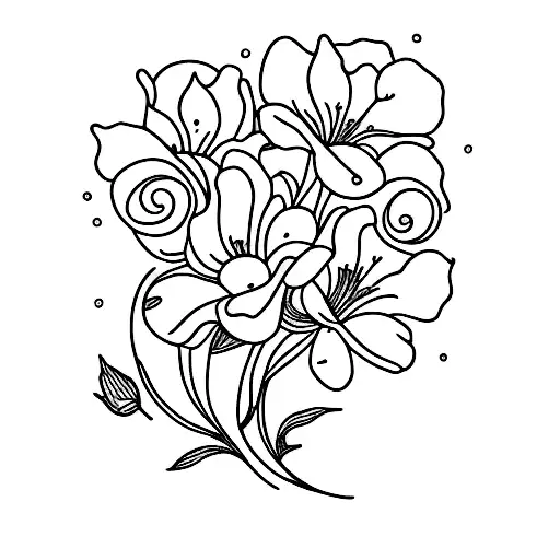 Prairie Rose Combined With Cat Outline Drawn Using A Single Line