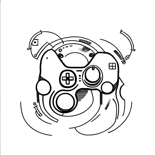 A Minimalist Tattoo Of A Game Controller Shaped Like A Cat