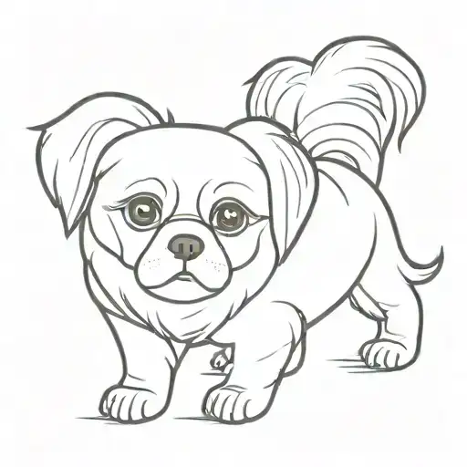 Cartoon Tibetan Spaniel Dog Incorporated Into Semi Colon