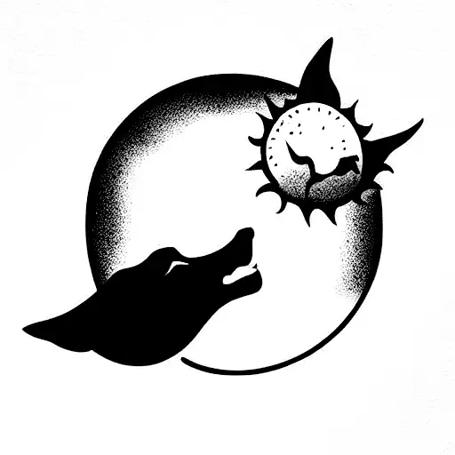 Two Wolves Representing The Sun And Moon