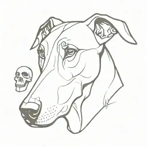 Doberman And Skull