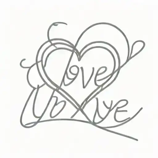 Line Heart With The Word Love In The Outline