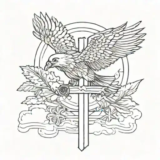 Eagle At Foot Of Cross