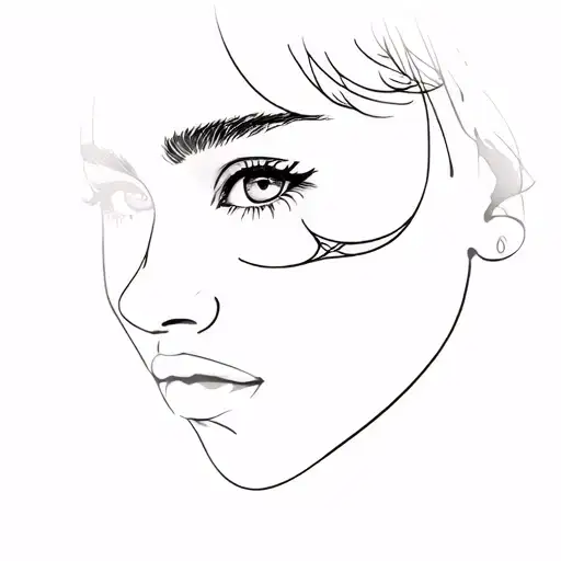 Bad Woman With Beautiful Eyes Little Tatto Half Face