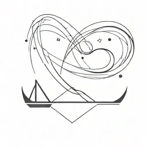 Outline Paper Boat And Infinity Symbol Combined