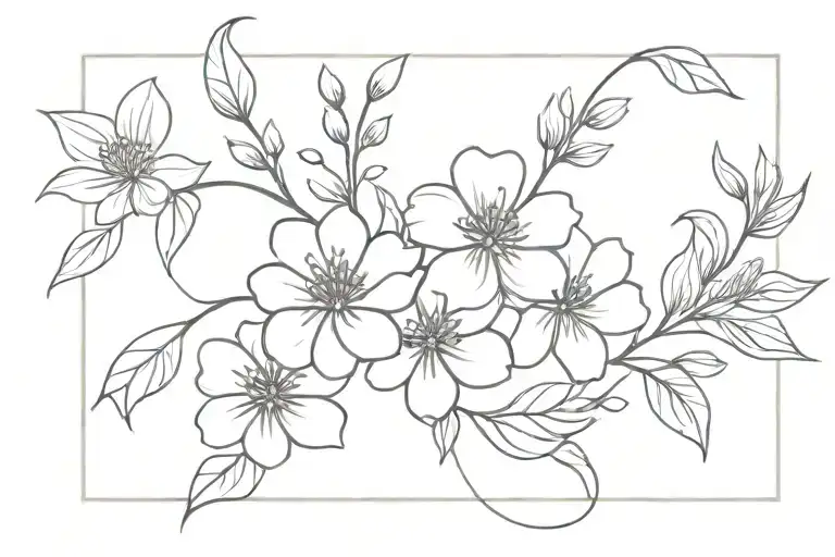 Birth Month Flowers Intertwined Representing The Client's