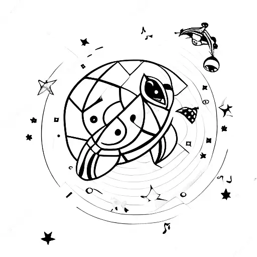 Turtle With Music And Some Stars