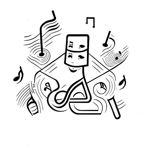 A Tattoo Of A Boy Enjoying Life With Music Notes Surrounding Him