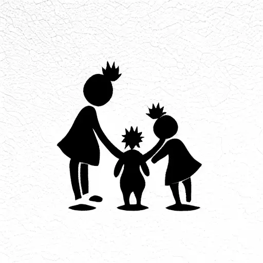 Grandma With Two Grandson Facing Backward