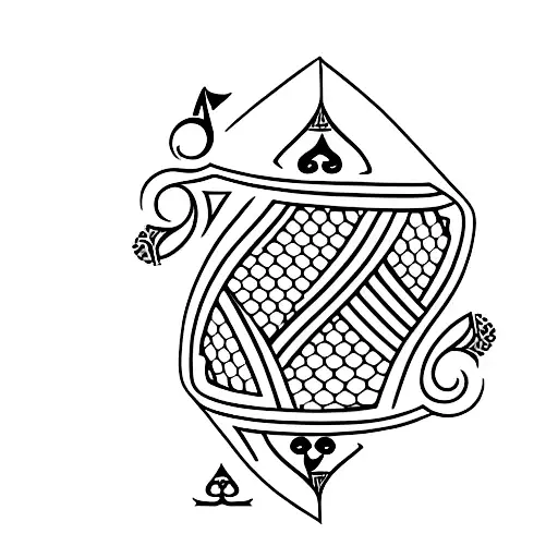 A Minimalist Design Tatoo With The Card Seven Of Spades