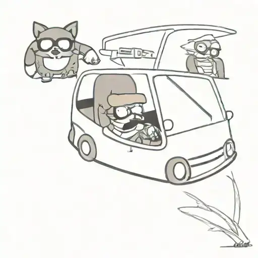 Mordecai And Rigby From Regular Show Driving The Car From Juice Wrlds Second Album Cover