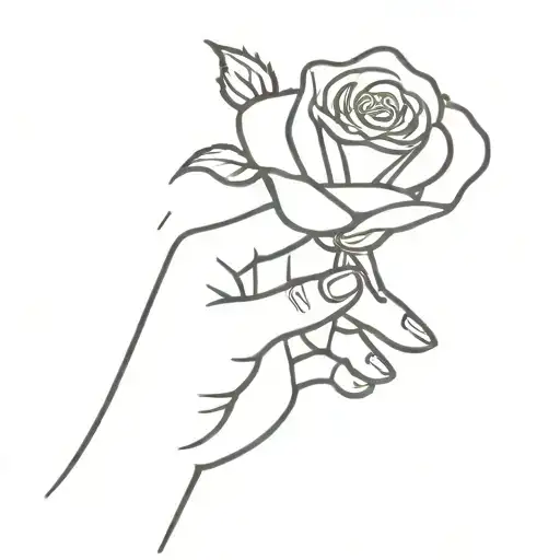 A Hand Holding A Rose Head
