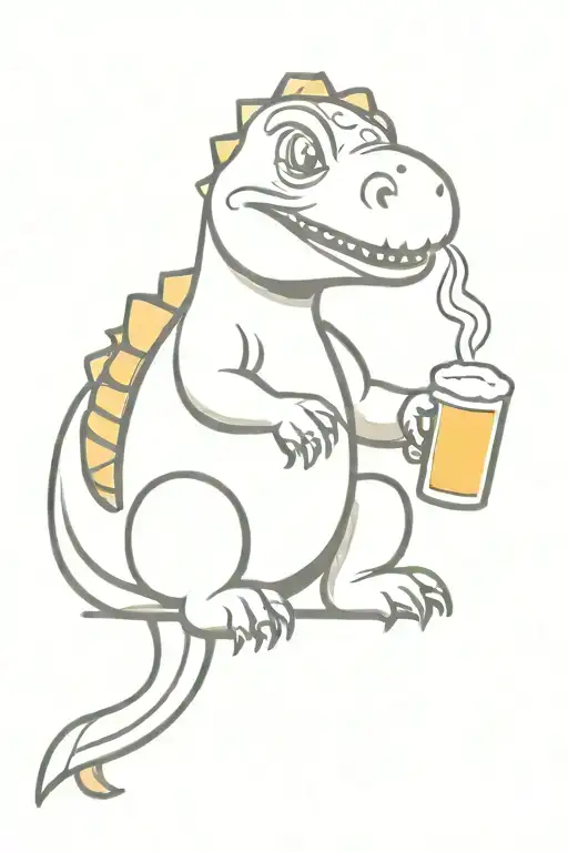 Cartoonish Cute Dinosaur Sitting Enjoying A Beer Pint