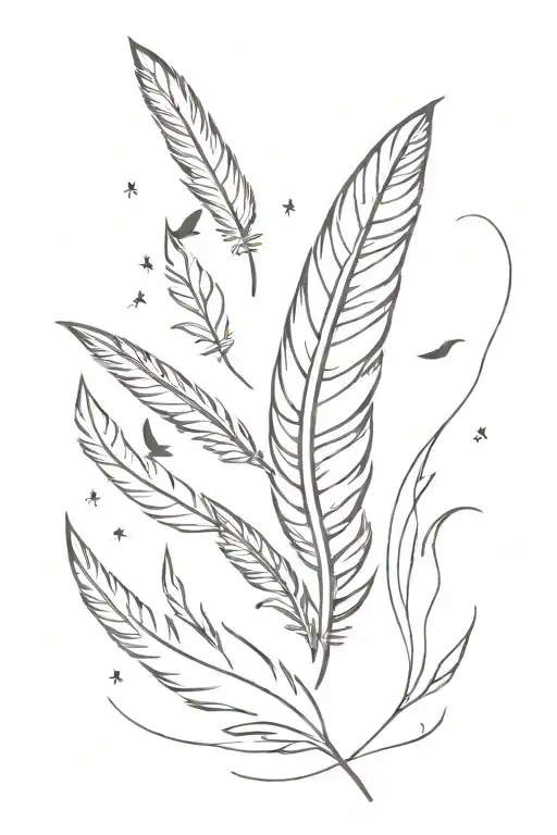 Native American Feather With Birds Flying Away