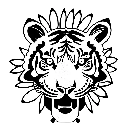 Tiger With Daffodils