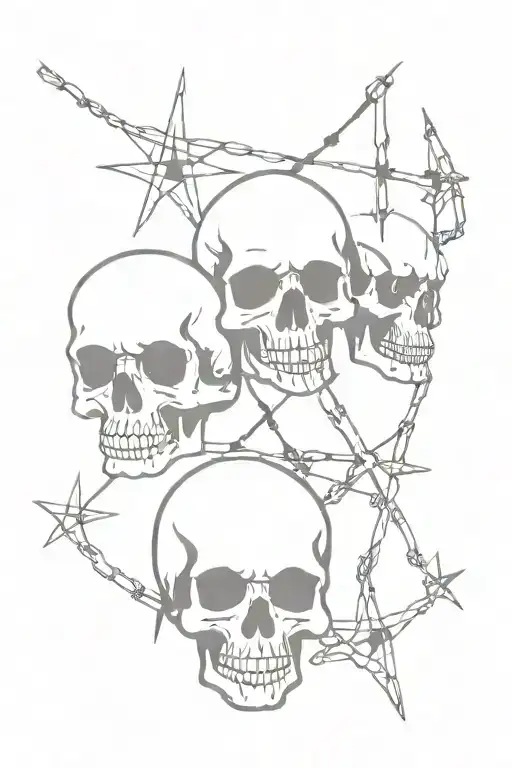 Irish Skulls Going Down The Arm With Barb Wire Filament That Spells Shot 4 The Stars