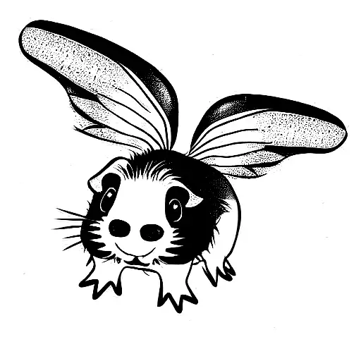 Black And White Guinea Pig With Fairy Wings