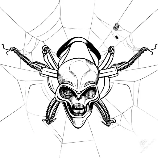 Alien Skull With Spider