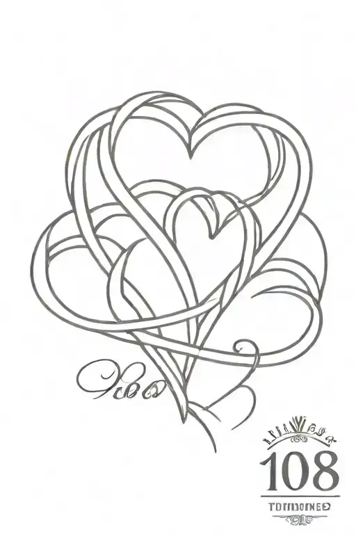 3 Entwined Heart Shape With Year 1988 2014 2022 Love