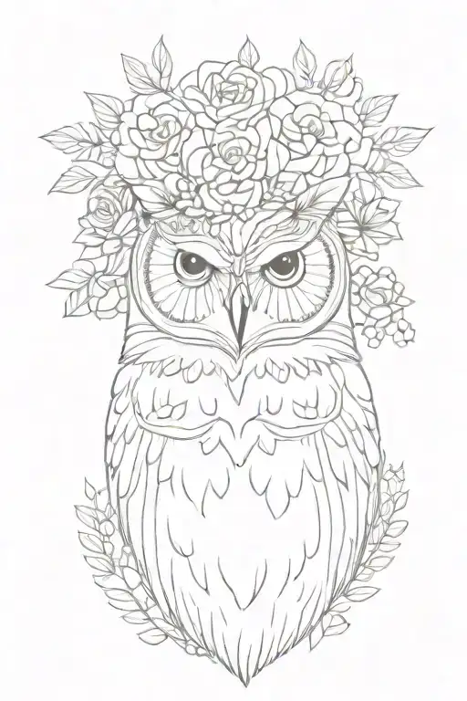 Delicate Owl Wearing Flower Crown