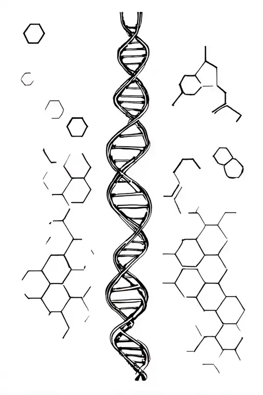 Dna Stand Made From Hexagons And Showing The Stages Of A Human Life Within