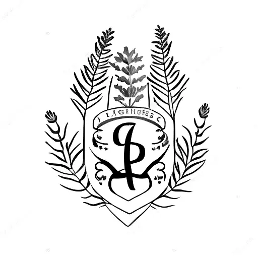 A Minimalist Tattoo Of A Lavender Plant With The Letters 'A' And 'B' Incorporated Into The Design