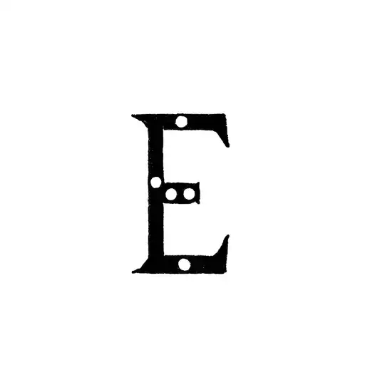 Simple Small Fine Line Art Of A Sewing Button Where The Holes In The Middle Make The Letter E