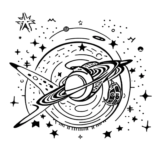 A Hip Hop Artist Wearing A Space-themed Outfit With Planets And Stars As Accessories