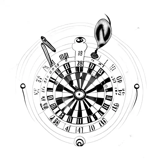 A Minimalist Tattoo Of An Animal Holding A Roulette Wheel