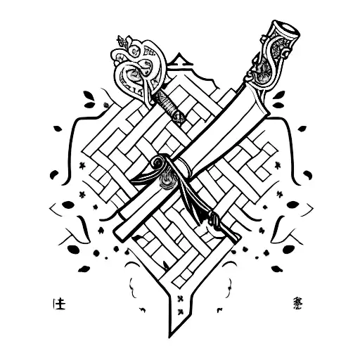 Broken Heart Falling Birds Music Notes Sword