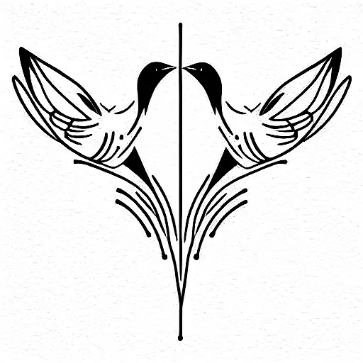 Four Tiny Bird Outlines Flying