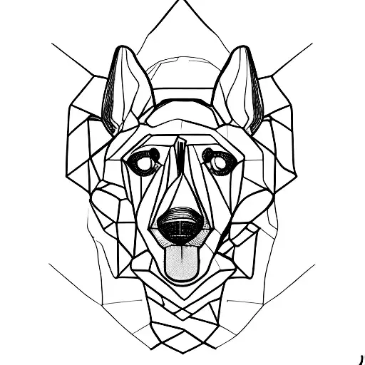 A Minimalist Tattoo Of The Sphinx Merging With A Basenji Dog