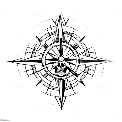 Skull Inside A Compass