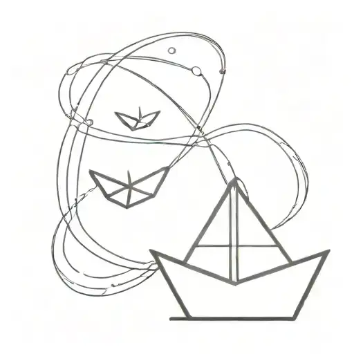 Tiny Outline Paper Boat And Infinity Symbol