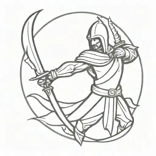 Evil Medieval Warrior Wielding A Sword