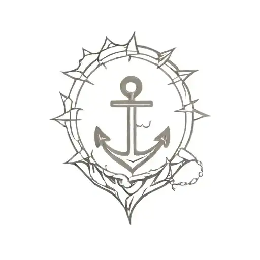 Sun And Anchor Connected Line