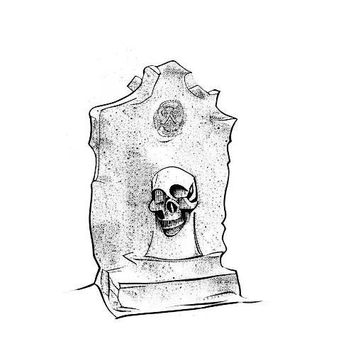 A Scroll That Is Transforming Into A Gravestone And Features A Spooky Skull