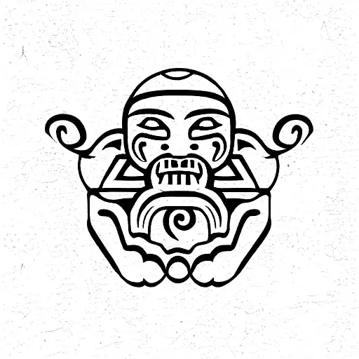 Four Wise Monkeys As Mayan Heiroglyphs